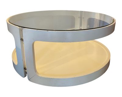 1980s Joe Colombo Style Modern Round Coffee Table