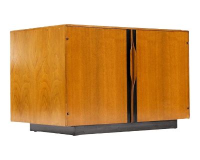 1960s Mid Century Vintage Walnut Nightstand Bedside Cabinet — John Kapel for Glenn of California — Two Door