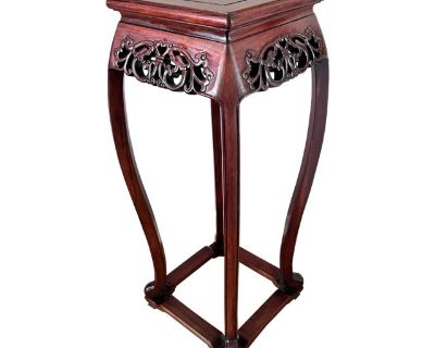 1970s Chinese Hand Carved Rosewood Plant Stand Side Table