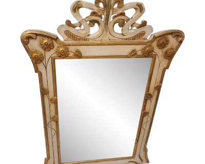 1950s French Painted Wood Mirror