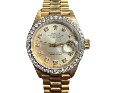 Rolex 69178 Datejust 18k Yellow Gold Diamond Bezel & Dial Ladies 26 Mm Watch