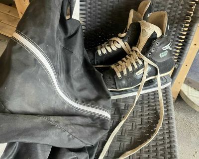 Hockey skates and bag