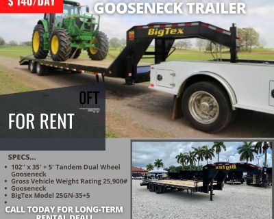 Trailers for rent in Central Tx. New Tandem Dual Axle Gooseneck Trailer(35'+5)