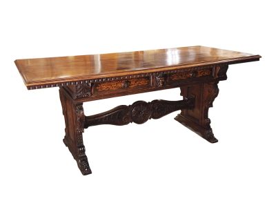 19th Century Italian Walnut Wood Library Table or Desk