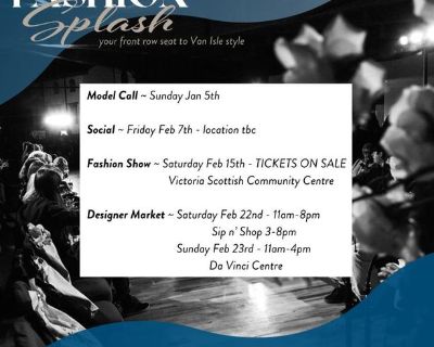 Guests of Fashion Splash can expect a vibrant atmosphere complete with cocktails and refreshments, an interactive photo booth, and a stylish selfie lounge while waiting for the fashion show to start. The front row gets the best view! You will also enjoy an exclusive swag bag, a complimentary drink, appetizers, and live music from local musician Max Mackrill. This Fashion Splash event will be su...