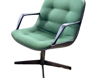 Vintage Mid-Century Tufted Green Faux Leather Textile Steelcase 451 Office Chair Style Pollock for Knoll