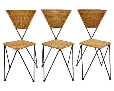 Mid-Century Austrian Wicker Chairs by Karl Fostel Sen's Erben, 1950s, Set of 3