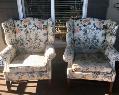 Very comfortable chairs with minor tear in seat cushions which can be sewn or flipped over. Chairs are FREE