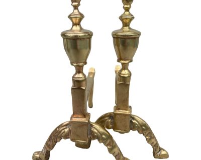 Small Pair of Vintage Brass Andirons