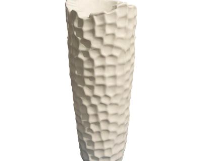 Studio a Home Modern Geometric Matte White Tall Grid Vase