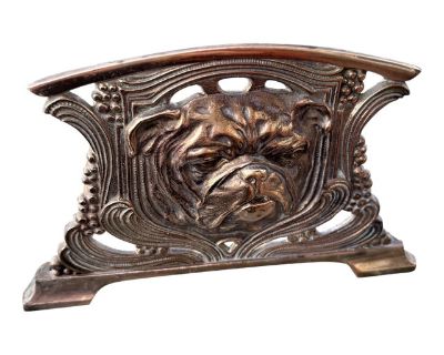 1900s Judd Manufacturing Company Art Nouveau Bronze Pug Expandable Bookend