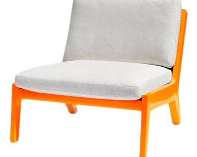 Portofino Outdoor Lounge Chair by the Drawing Room Atl - Handcrafted Mahogany in Premium Yacht Finish: Classic Orange - Modern Outdoor Furniture