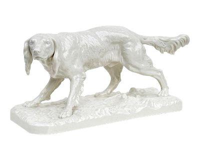 19th Century Nymphenburg Antique Blanc De Chine Porcelain English Setter Dog Figurine