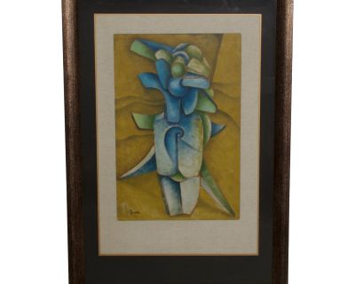 1980s Byron Galvez Mexico Abstract Artwork Pastel
