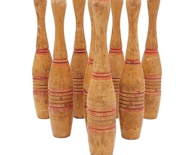 Set of Wooden Bowling Pins, u.s.a. Circa 1920