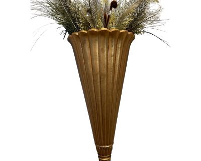 Vintage Gold Home Interiors Wall Pocket Hanging