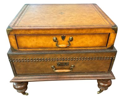 1990s Stacked Leather Trunk Accent Table