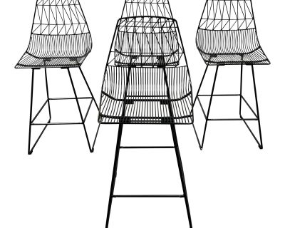 Bend Goods Outdoors Black Galvanized Steel Bar Stools, Set of Four