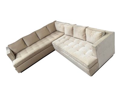 Nancy Corzine Custom ‘Marina’Linen Velvet Sectional Couch