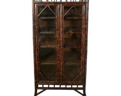 Bamboo Cabinet With Glass Doors