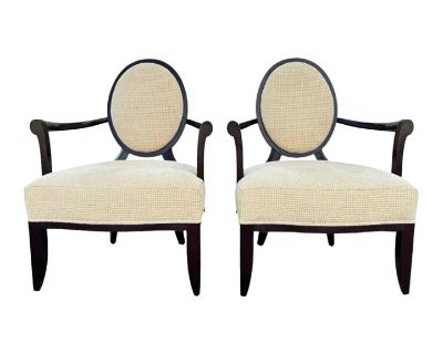 1980s Barbara Barry for Baker Furniture Oval X Back Chairs, a Pair