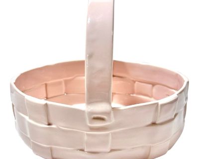 1970s Italian Woven Pink Porcelain Basket