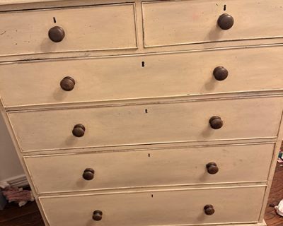 Antique solid wood dresser refinished in a sage green. Dimensions: 47.5H 45W 21D cash only; must pick up