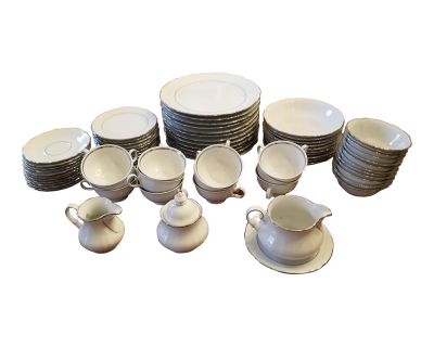 1960s West German Winterling China, 12 Four Piece Place Settings including 10 Soup Bowls, Sugar, Cream & Gravy- 61 Pieces