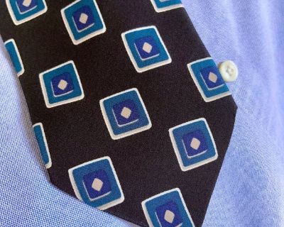 Navy Silk Tie -$5