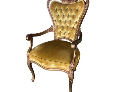 Vintage French Provincial Tufted Velvet Armchair