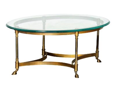 Hollywood Regency LaBarge Brass and Glass Oval Coffee Table