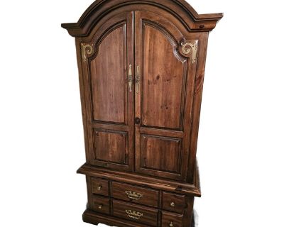 Ethan Allen Armoire, solid wood, some normal wear for its age but will certainly last years to come. Dimensions 40 W 20 D 76 H Styles American Brand Ethan Allen Period 1970s Country of Origin United States Item Type Vintage, Antique or Pre-owned Shop Sustainably with Chairish Materials Wood Condition Good Condition, Original Condition Unaltered, Some Imperfections Color Brown Condition Notes so...