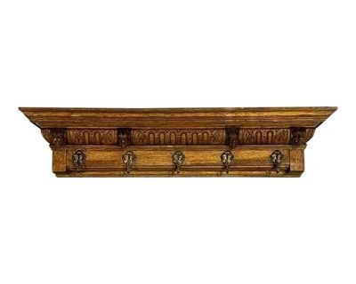 Antique Carved Wood Wall/Coat Rack