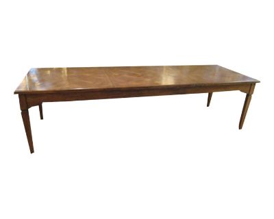 Antique Country French Oak Parquetry Top Dining Table