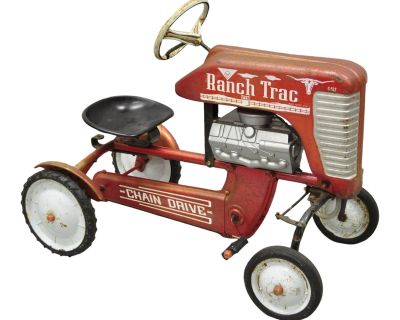 Vintage Red Amf Ranch Trac Chain Drive Pedal Toy Tractor