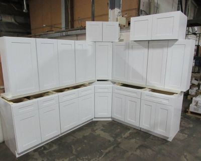 New White Shaker Kitchen Wood Cabinets & Bathroom Vanity Cupboards!