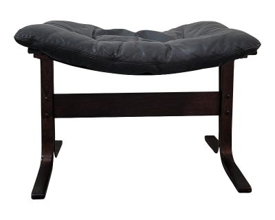 1960s Mid Century Westnofa Black Leather Footstool