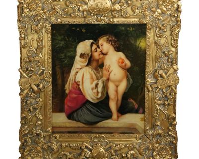 Late 20th Century The Kiss Oil Painting on Board After William Adolphe Bouguereau