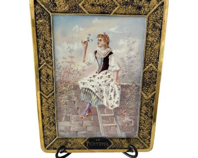 1880’s L. Breuil Artist Signed Le Primtemps Porcelain Plaque