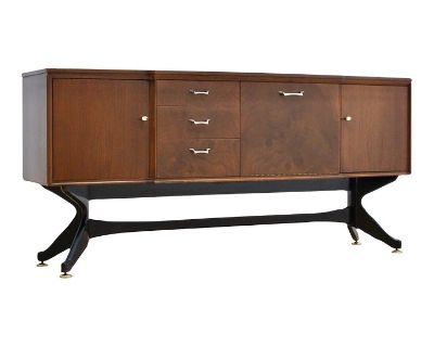 1960s Mid Century Walnut Bar Credenza by Stonehill Furniture