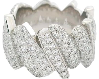 Fred of Paris Pavé Diamond Band Ring in 18K White Gold, 2.18 Carats