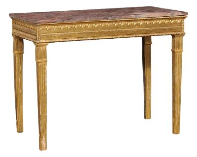 18th Century Italian Gilt Console with Marble Top