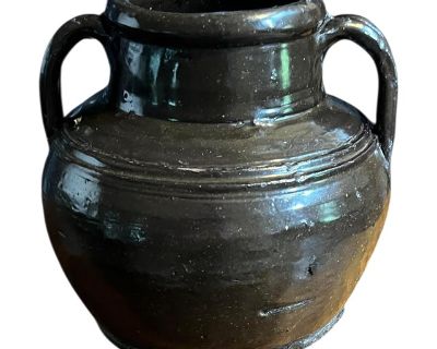 1800s Double Handled Chinese Vessel Pottery Jug