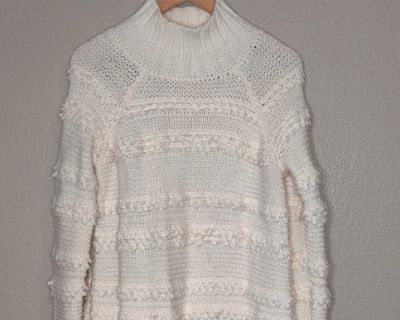 Lou & Grey White Snowbird Chunky Knit Pom Pom Winter Sweater