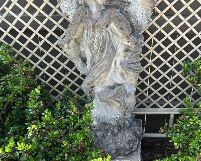 Large Solid Concrete Angel Lawn Statue