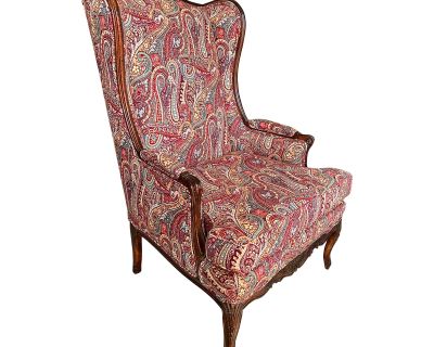 Mid 19th C. Grand French Country Louis XV Style Oak Bergère