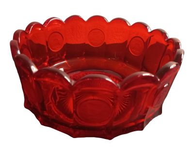 Vintage Fostoria Ruby Red Coin Glass Bowl