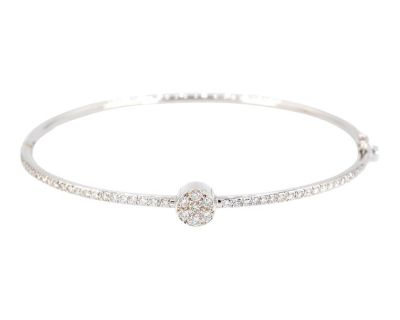 18k Diamond Bangle Bracelet Womens White Gold vs Pave Modern Fine Jewelry