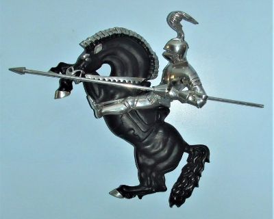 Vintage Medieval Knight / Lance Riding Charger Horse Cast Aluminum Wall Sculpture ~ Large