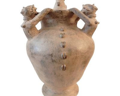 Vintage Large African Ashanti Ghana Clay Vessel /Water Pot /Vase/ 24.5" H